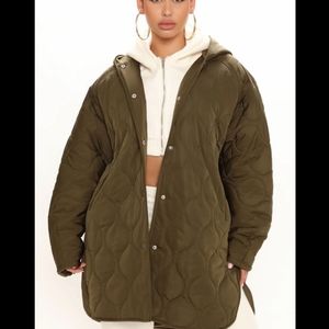 Fashion Nova Quilted Olive Jacket